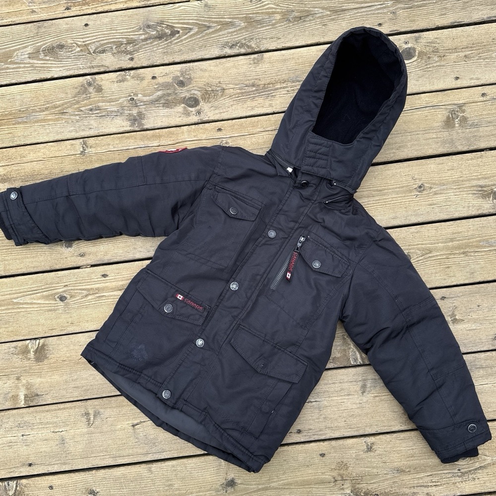 Canada Weather Gear Kids Winter Coat Hooded Parka Black 4T Insulated